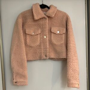 MOVING SALE Pink cropped teddy jacket